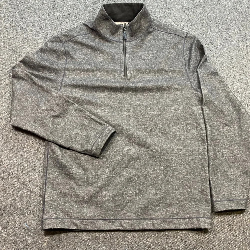 Age of Wisdom Reversible Quarter Zip Sz M Mens Gray Medallion Mock Neck Pullover